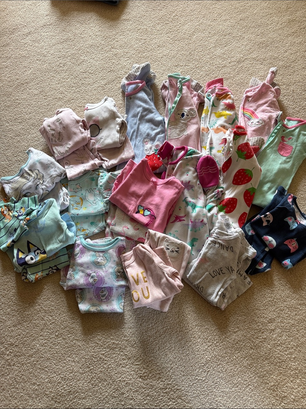 2T Mix of Baby Girls Sleepwear and Onesies short and long sleeve